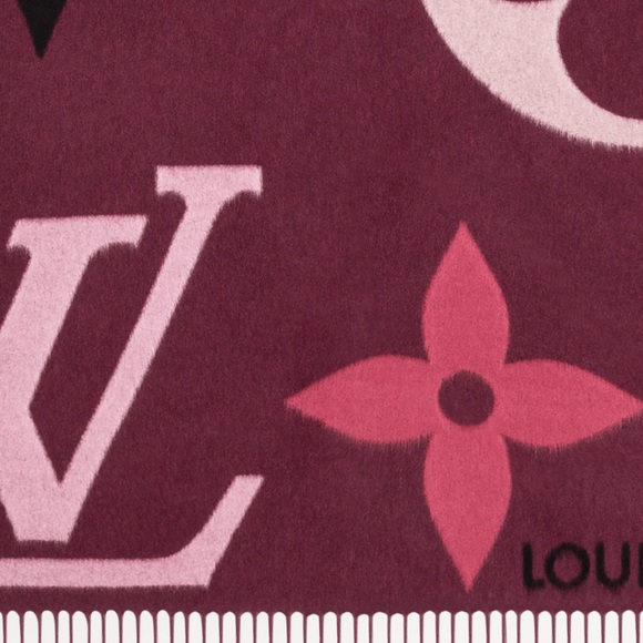 Louis Vuitton Ultimate Scarf oversized monogram fringe cashmere Bordeaux shawl - Picture 2 of 11